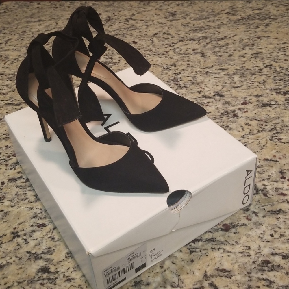 Black Ankle Tie Pumps